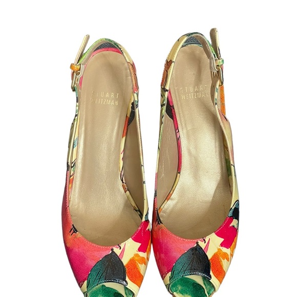 Stuart Weitzman Colorful Floral
Peep Toe Wedges Cork Platform
Slingback Size 7.5 - Picture 6 of 14